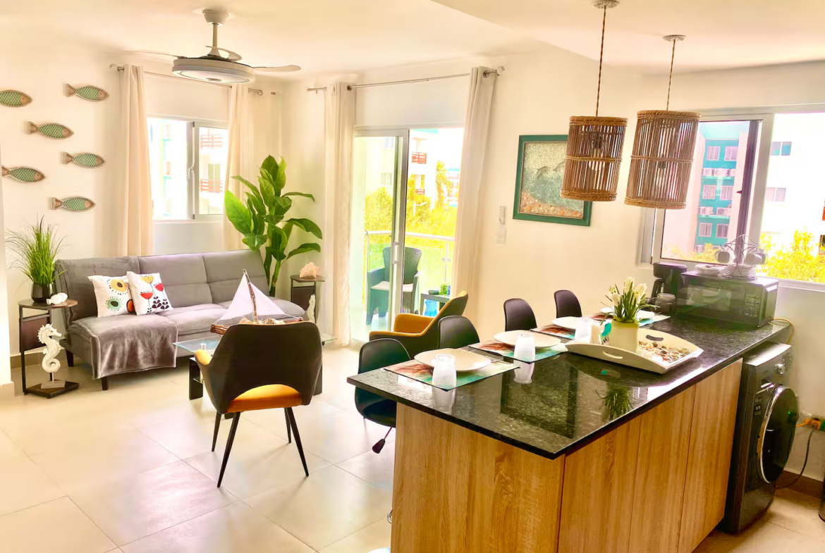 Apartamento en venta en Punta Cana, 2 habitaciones amueblado, cómodo, con excelente ubicación y potencial de ingresos desde el primer día.