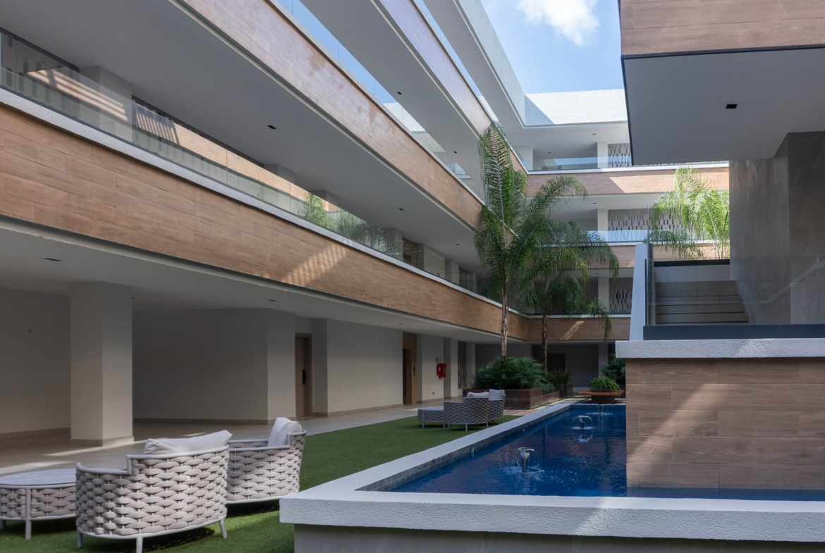Green One II – Apartamentos de 1, 2 y 3 habs listos para entregar en Punta Cana, con Diseño Contemporáneo, Jardín Central y amenidades especiales