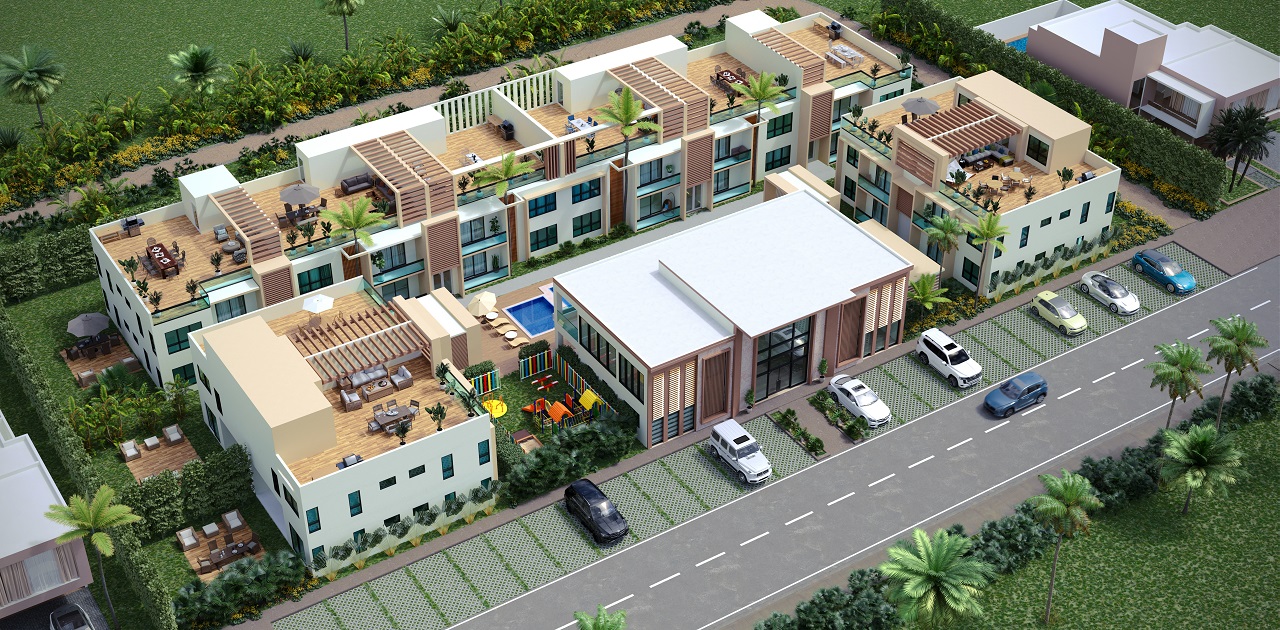 VISTA AEREA Apartamentos Punta Cana, ESTILO HOTEL. Sendero Residences